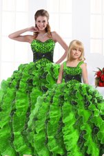 Free and Easy Sleeveless Lace Up Floor Length Beading and Appliques and Ruffles 15 Quinceanera Dress