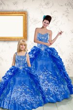 Exceptional Royal Blue Sleeveless Floor Length Beading and Embroidery and Pick Ups Lace Up Vestidos de Quinceanera