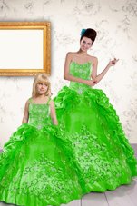 Flare Ball Gowns Taffeta Sweetheart Sleeveless Beading and Embroidery and Pick Ups Floor Length Lace Up 15th Birthday Dress