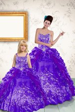 Best Selling Purple Sleeveless Beading and Embroidery and Pick Ups Floor Length Sweet 16 Quinceanera Dress
