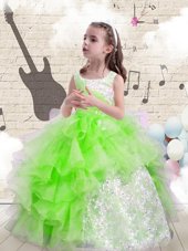 Trendy Ball Gowns Pageant Gowns For Girls Scoop Organza Sleeveless Floor Length Lace Up