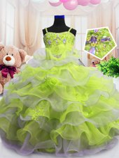 Luxurious Sleeveless Beading and Ruffled Layers Zipper Little Girls Pageant Dress Wholesale