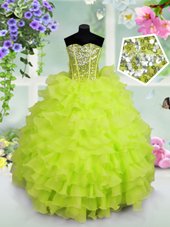 Lace Up Sweetheart Ruffled Layers and Sequins Kids Formal Wear Organza Sleeveless