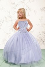 Fantastic Tulle Sleeveless Floor Length Little Girls Pageant Dress and Beading