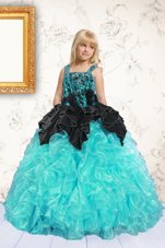 High Class Organza Sleeveless Floor Length Little Girl Pageant Gowns and Beading and Pick Ups