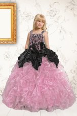 Modern Lavender Sleeveless Beading and Ruffles Floor Length Child Pageant Dress