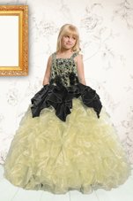 Cheap Champagne Sleeveless Beading and Pick Ups Floor Length Kids Pageant Dress