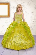 High Class Pick Ups Apple Green Sleeveless Satin Lace Up Child Pageant Dress for Party and Wedding Party