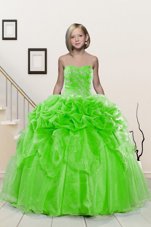 Hot Selling Pick Ups Sleeveless Organza Lace Up Little Girl Pageant Dress for Party and Wedding Party