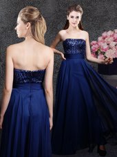 Pretty Sleeveless Zipper Floor Length Sequins Prom Dresses