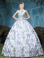 Affordable Multi-color Ball Gowns Straps Sleeveless Tulle Floor Length Lace Up Appliques and Pattern Sweet 16 Quinceanera Dress