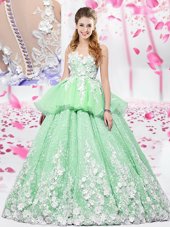 Fitting Scoop Sleeveless Organza and Tulle Lace Up Sweet 16 Dress for Military Ball and Sweet 16 and Quinceanera