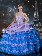 Simple Sweetheart Sleeveless Lace Up 15th Birthday Dress Multi-color Organza