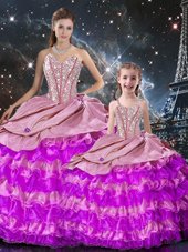 Excellent Floor Length Lace Up Ball Gown Prom Dress Multi-color and In for Military Ball and Sweet 16 and Quinceanera with Beading and Ruffles