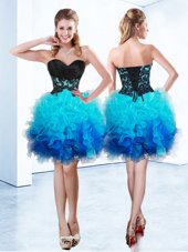 Sexy Blue Sweetheart Neckline Ruffles Dress for Prom Sleeveless Lace Up