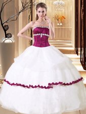 Custom Fit Organza Sleeveless Floor Length 15th Birthday Dress and Beading