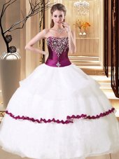 Most Popular Floor Length Ball Gowns Sleeveless White 15th Birthday Dress Lace Up