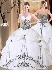 Eye-catching Sleeveless Lace Up Floor Length Embroidery and Pick Ups 15th Birthday Dress