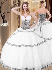 White Sleeveless Organza Lace Up Vestidos de Quinceanera for Military Ball and Sweet 16 and Quinceanera
