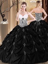 Super Pick Ups Ball Gowns Quinceanera Dress Black Sweetheart Taffeta Sleeveless Floor Length Lace Up