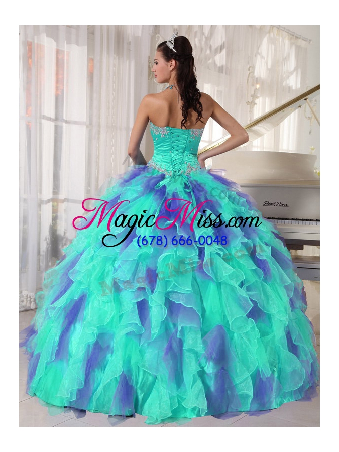 wholesale ruffles and appliques floor-length quinceanera dress with organza
