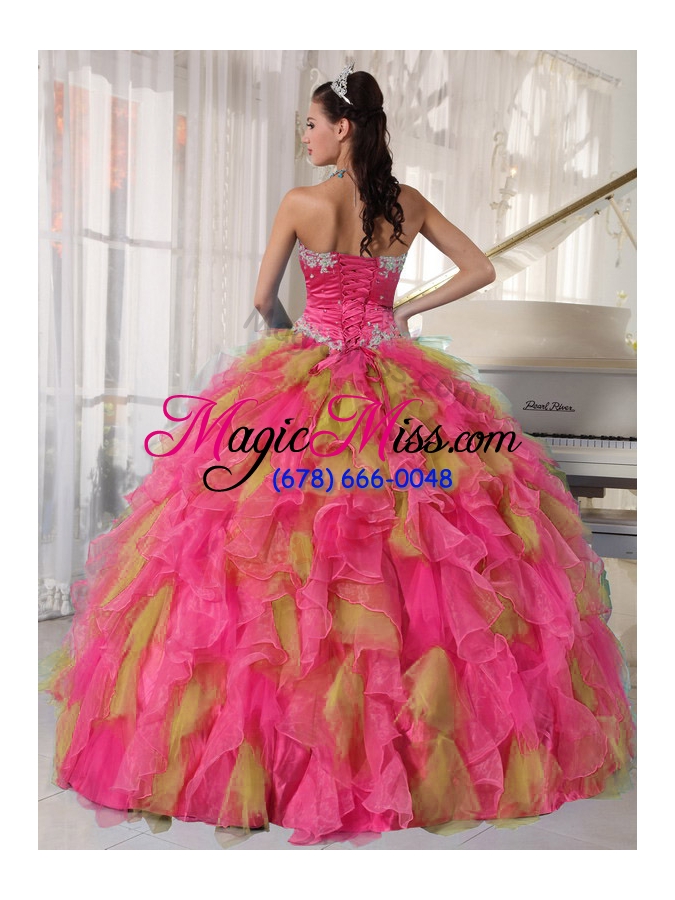 wholesale appliques organza sweetheart quinceanera dress with detachable