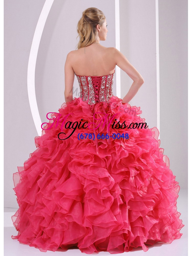 wholesale red ball gown sweetheart ruffles and beading decorate quinceanera gowns in sweet 16