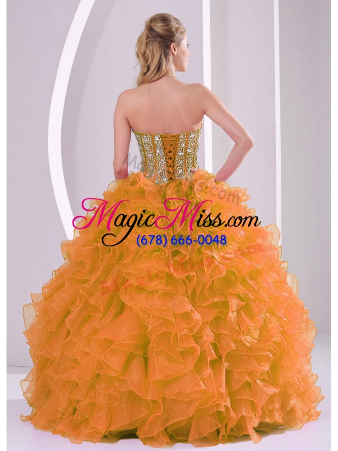 wholesale orange sweetheart beautiful quinceanera gowns with ruffles and beading