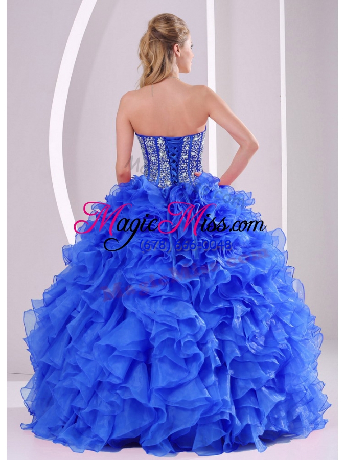 wholesale royal blue sweetheart ruffles and beaded decorate quinceanera dresses on sale