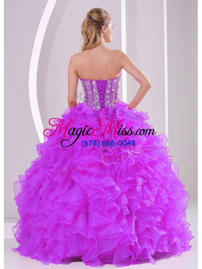 wholesale 2014 winter sweetheart ruffles and beading long quinceanera gown