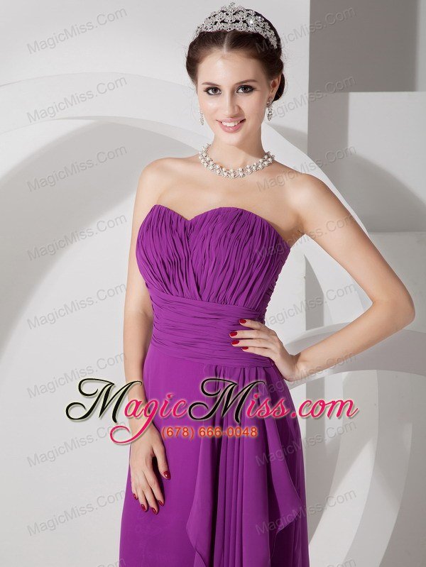 wholesale purple empire sweetheart floor-length chiffon ruch prom dress