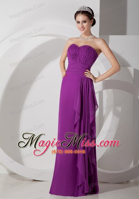 wholesale purple empire sweetheart floor-length chiffon ruch prom dress