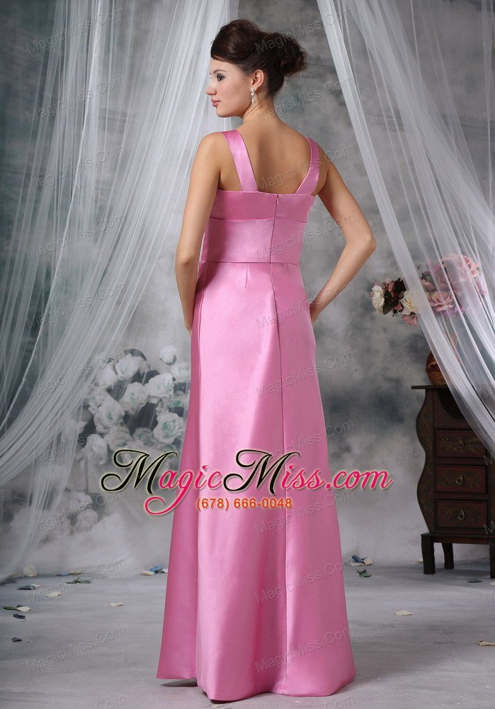 wholesale clinton iowa custom made straps floor-length satin pink bridesmaid dress for 2013
