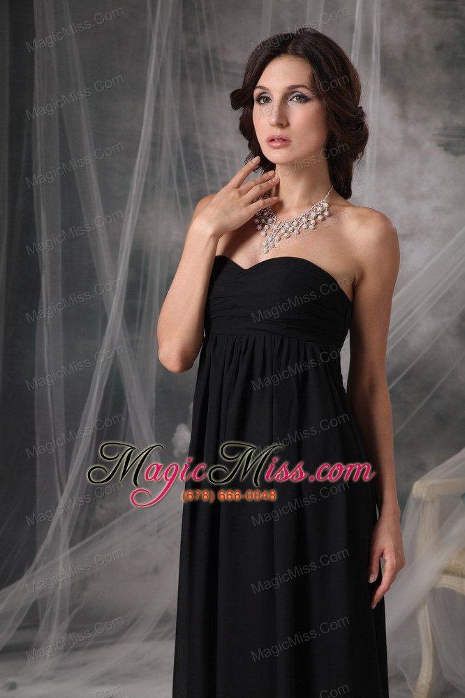 wholesale black empire sweetheart neck ankle-length chiffon prom dress