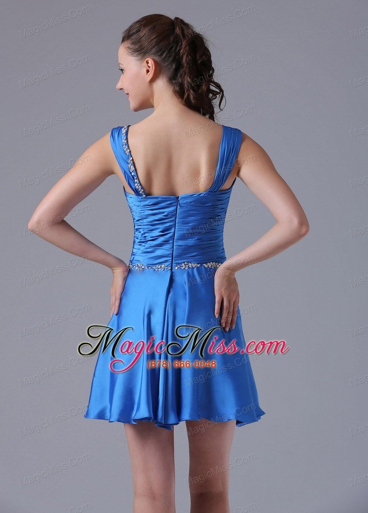 wholesale 2013 a-line straps ruched decorate bust prom cocktial dress with beading in michigan