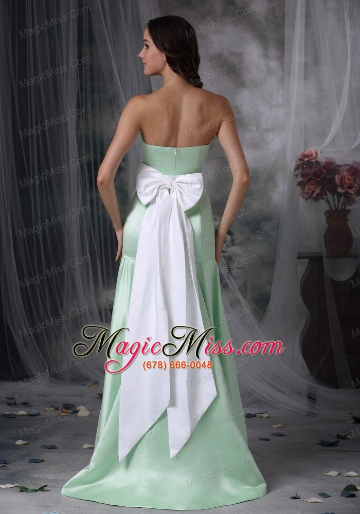 wholesale apple green mermaid strapless brush traintaffeta sash prom dress