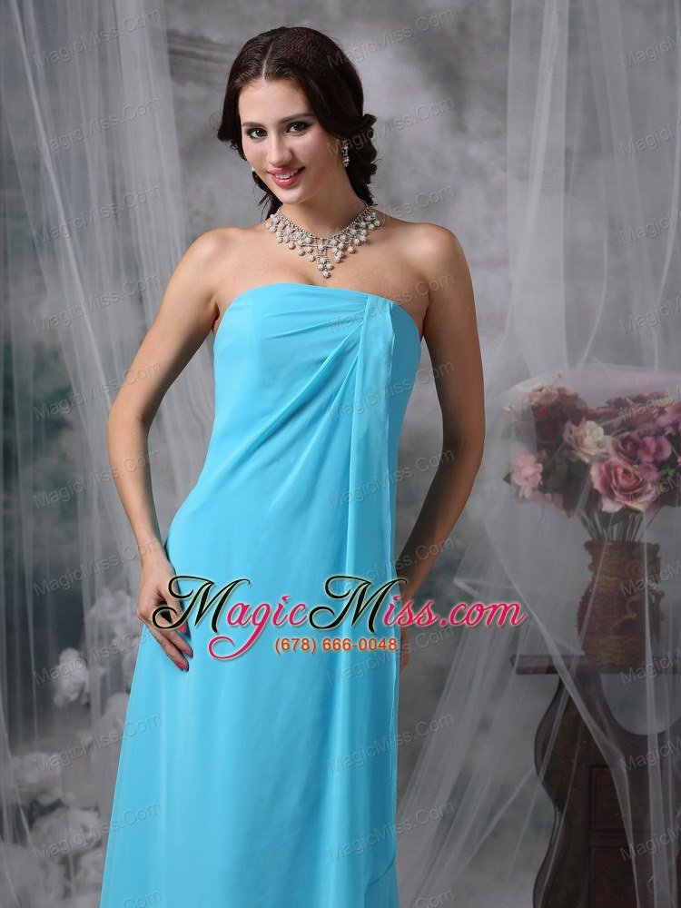 wholesale teal empire strapless floor-length chiffon prom dress