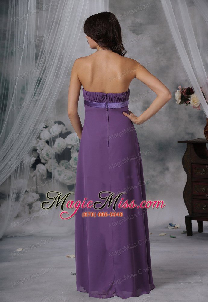 wholesale shenandoah iowa ruched and bowknot decorate bust purple chiffon floor-length strapless for 2013 prom / evening dress