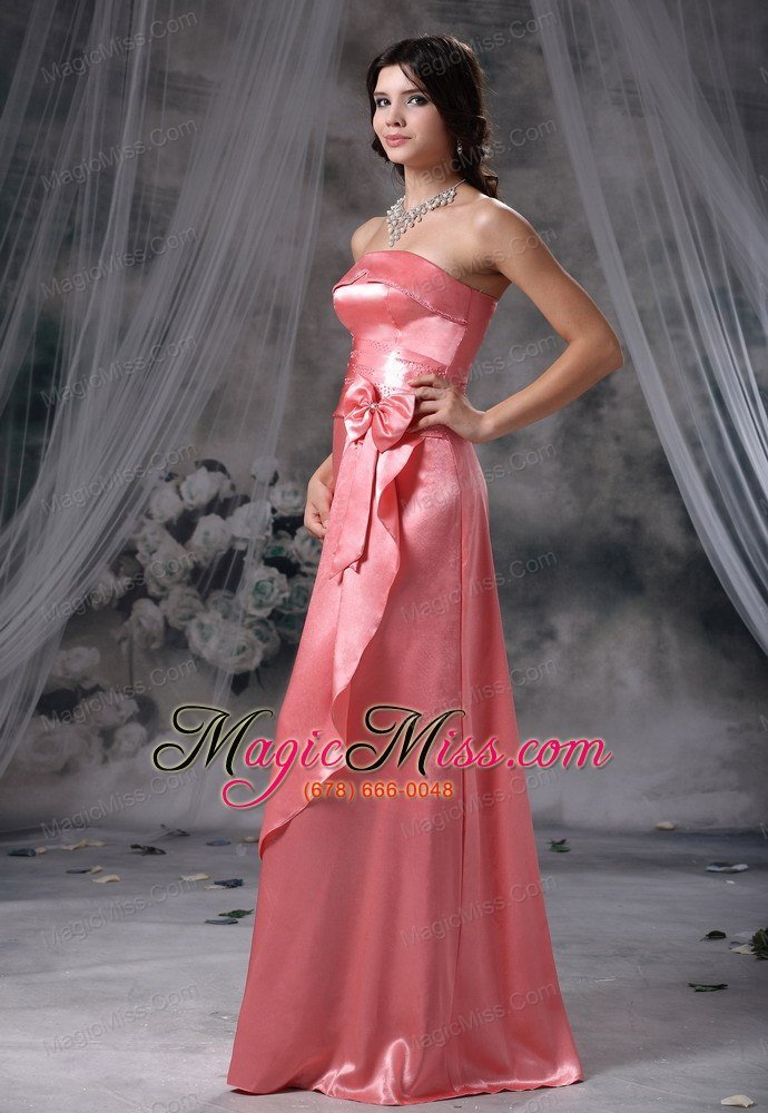 wholesale waterloo iowa bowknot beaded decorate bust and wasit strapless taffeta watermelon red floor-length prom / evening dress for 2013