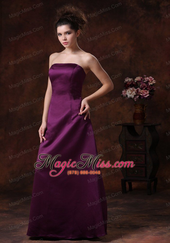 wholesale affordable column / sheath strapless taffeta bridesmaid dress purple ruffles