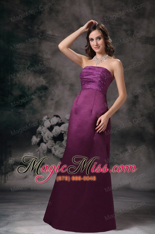 wholesale purple column strapless floor-length taffeta beading prom dress
