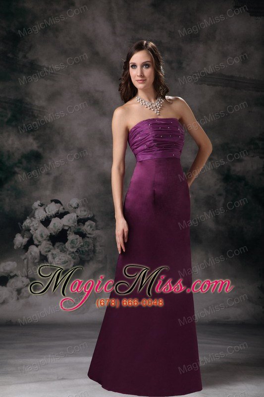 wholesale purple column strapless floor-length taffeta beading prom dress
