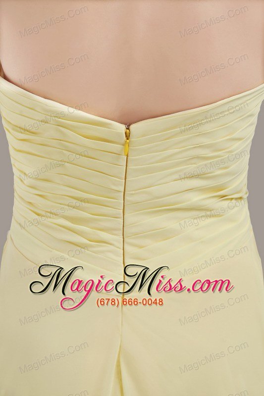 wholesale yellow empire sweetheart neck floor-length chiffon pleats bridesmaid dress