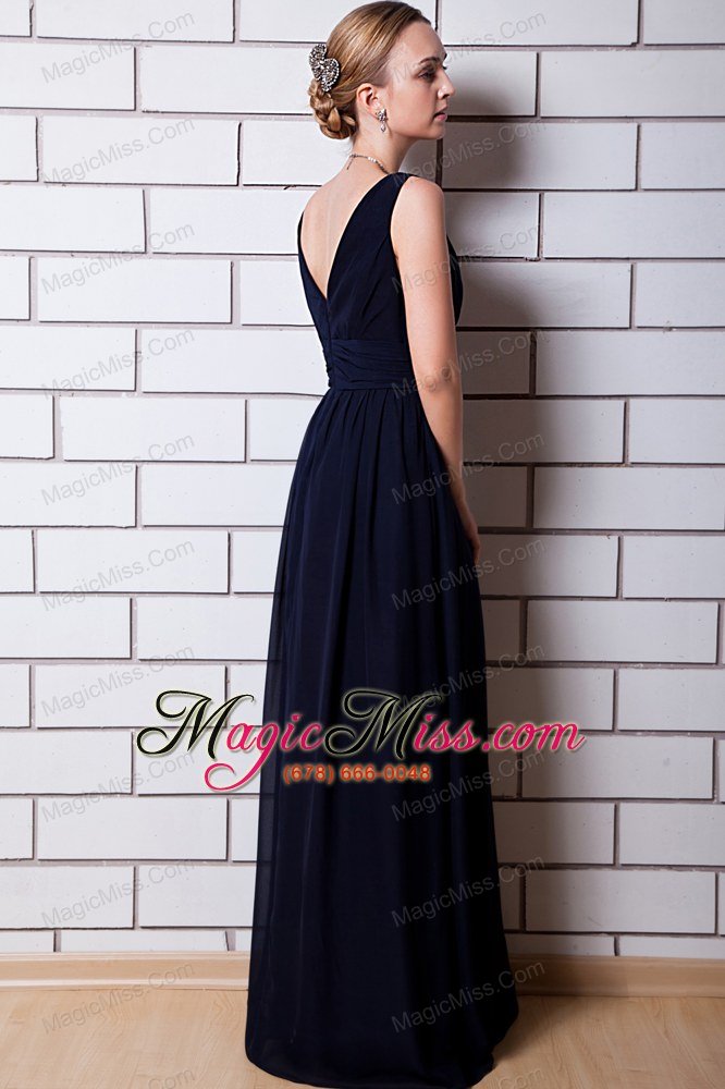 wholesale black column v-neck floor-length chiffon prom dress