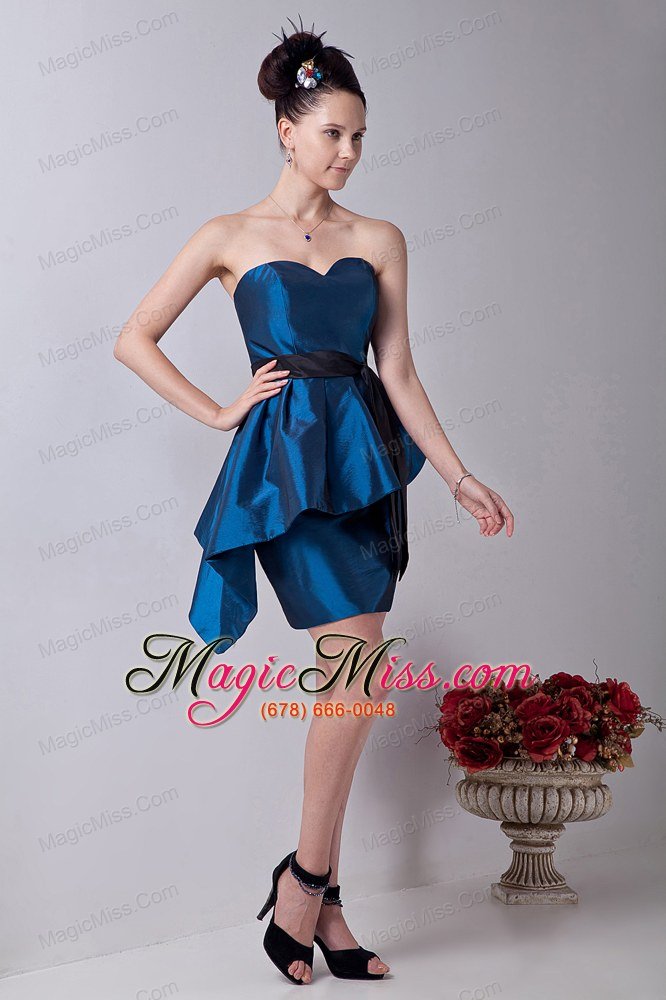 wholesale blue column sweetheart prom / homecoming dress taffeta sashes mini-length