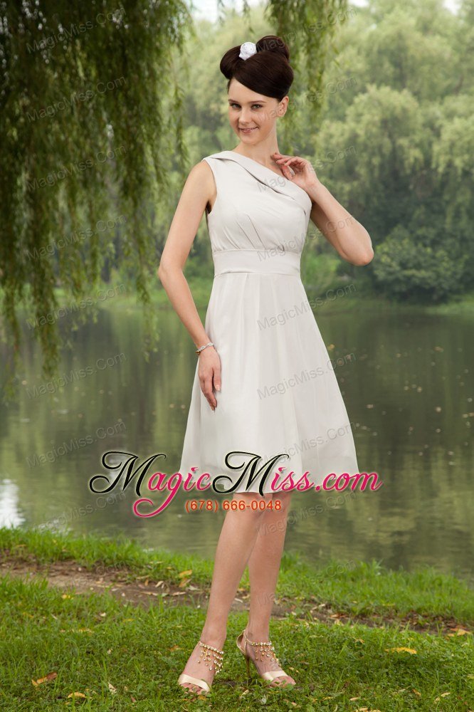 wholesale white empire one shoulder knee-length chiffon prom / homecoming dress
