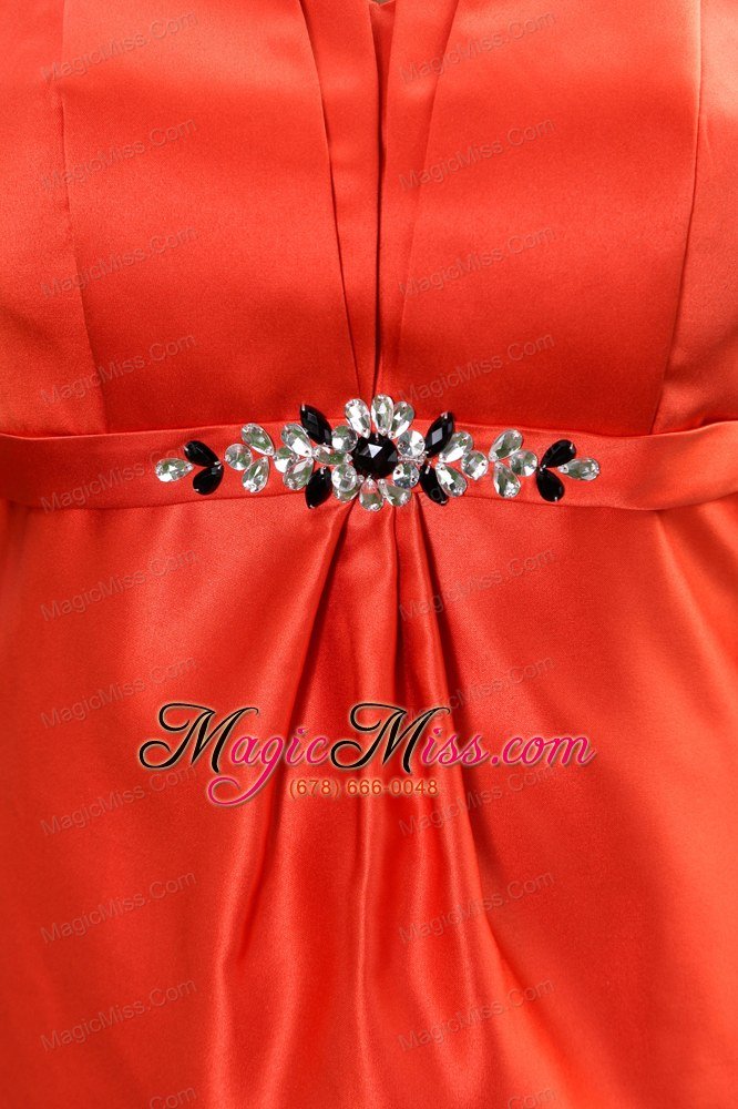 wholesale orange red a-line straps tea-length taffeta beading prom / homecoming dress