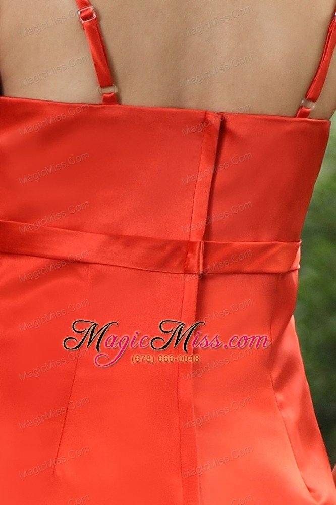 wholesale orange red a-line straps tea-length taffeta beading prom / homecoming dress