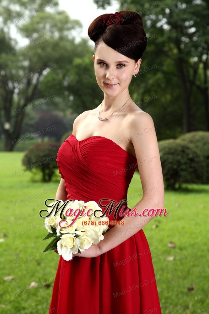 wholesale red empire sweetheart knee-length chiffon ruch prom / homecoming dress