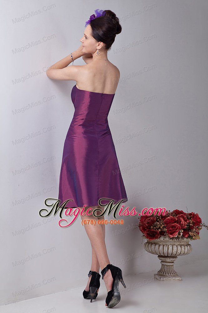 wholesale purple a-line strapless knee-length taffeta ruch prom / homecoming dress